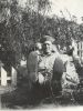 Vernon Van Pelt on fish pond in front yard, 15 Feb 1942, Glendale, CA